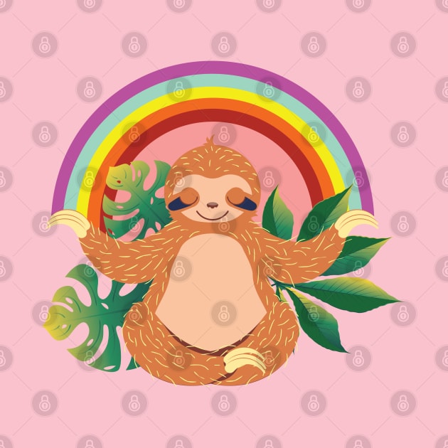 Sloth meditate and rainbow by AnnArtshock