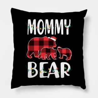 Mommy Bear Red Plaid Christmas Pajama Matching Family Gift Pillow