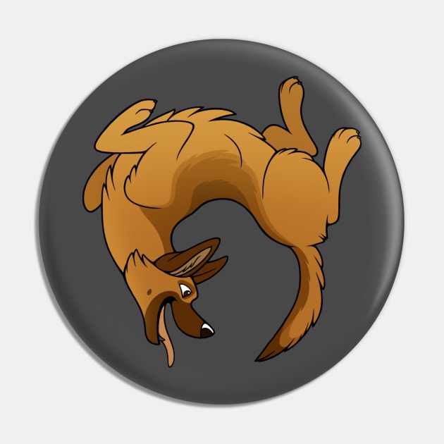 German Shepherd Dog Chasing Tail Pin by FlannMoriath