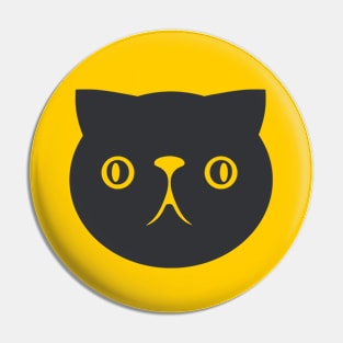 Persian cat's face. Derpy, cute chonk. Art in dark ink Pin