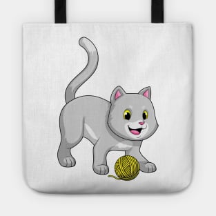 Cat with Wool yarn ball Tote