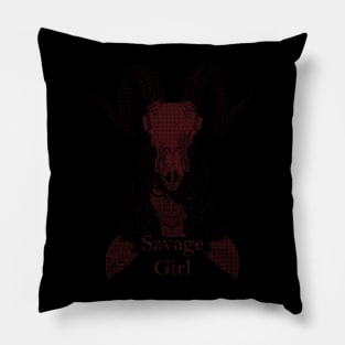 ASCii Savage Girl w/ text (Red) Pillow