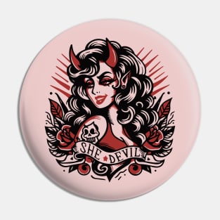 Retro Devil Girl Pin