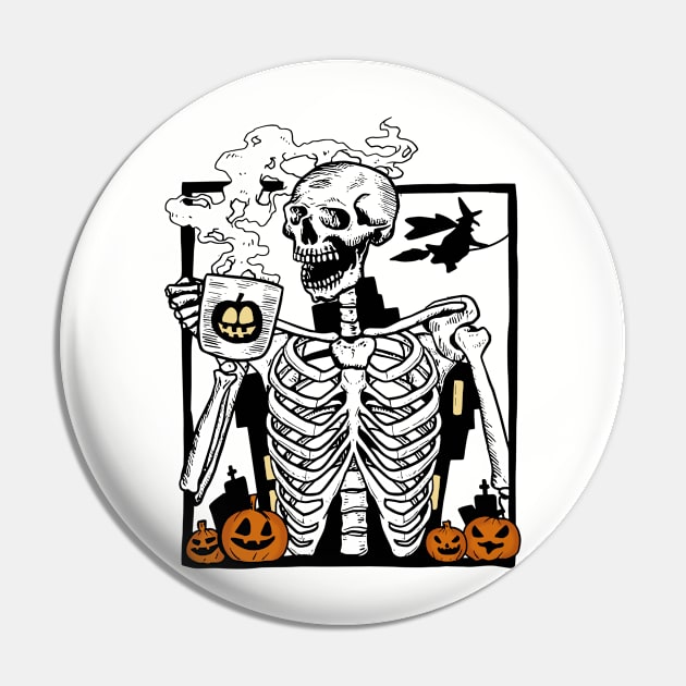 Skeleton Coffee Pin by Coffee And
