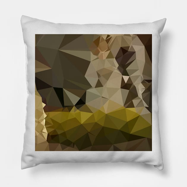 Medium Jungle Green Abstract Low Polygon Background Pillow by retrovectors