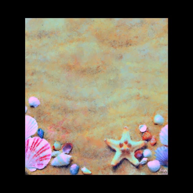 Summer Sand & Shells Expressionist Painting by BonBonBunny