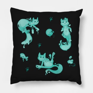 Space Cats - Blue Slime Alien Pillow