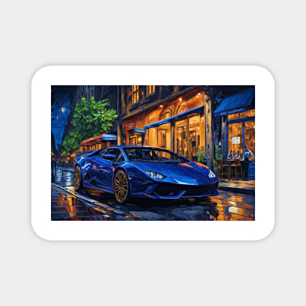 Lambo at night Magnet by DeVerviers