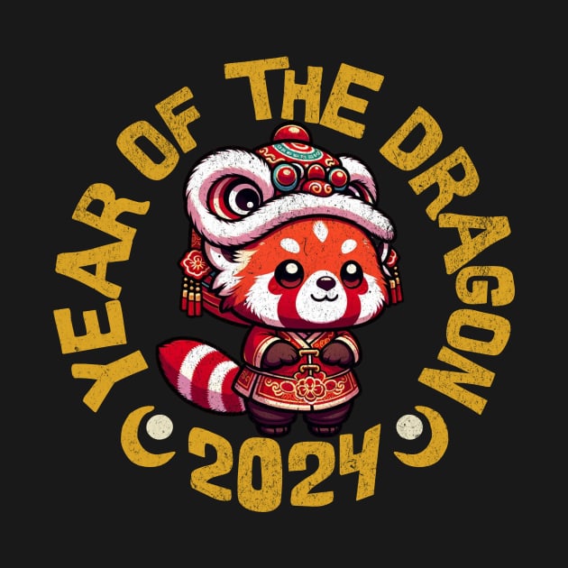 Red Panda Year of the Dragon 2024 Kawaii Cute by ThatVibe