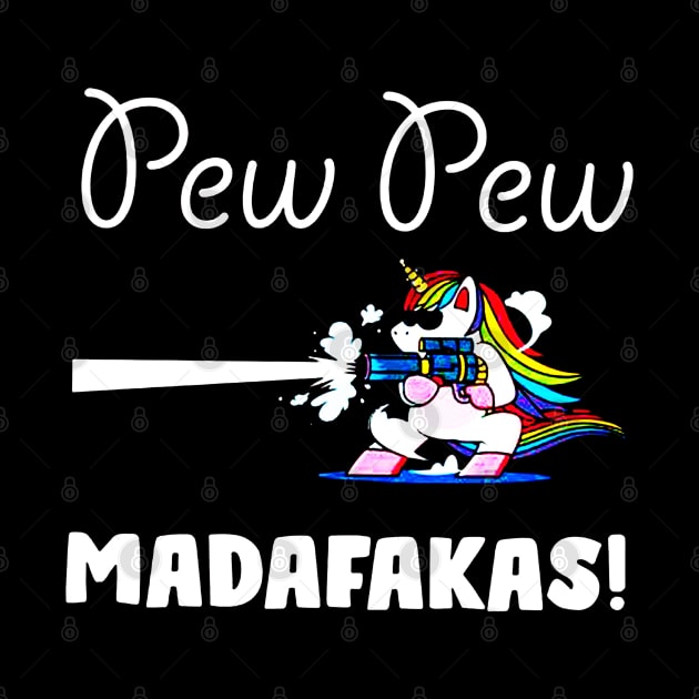 Pew Pew Madafakas Shooting Cool Unicorn In Glasses by harryq3385