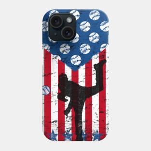 Stars and Strikes Forever Baseball Pitcher American Flag Phone Case