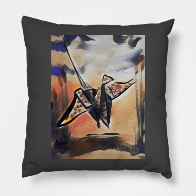 Neo papercrane Pillow by desertvalleydesign