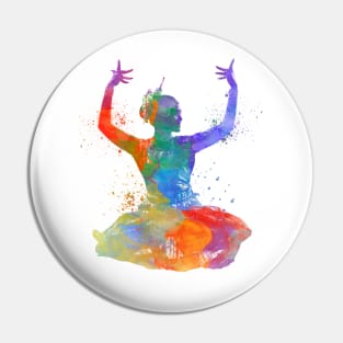 indian woman dancer dancing silhouette in watercolor Pin