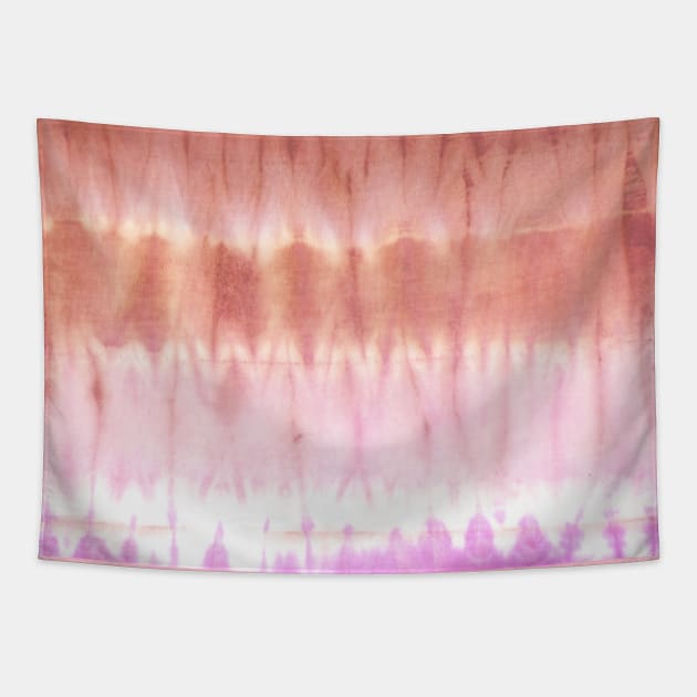 Orange and pink Ombre Tie-Dye Stripes Tapestry by Carolina Díaz