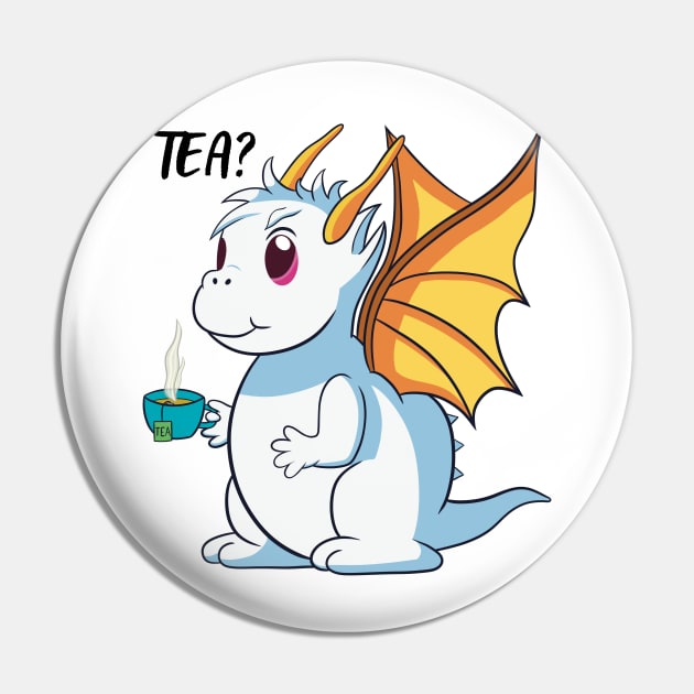 Cute Dragon with Cup of Tea Pin by micho2591