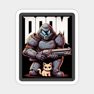 Doom Guy with a Kitty friend. Magnet