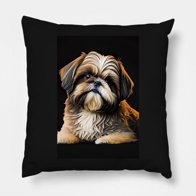 Super Cute Shih Tzu Portrait Pillow by KoolArtDistrict