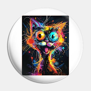 Surprised Cat Painting Colorfull Pop Art Design For Cat Onwer Pin