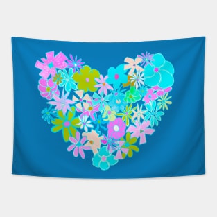 Vintage flower power heart design Tapestry