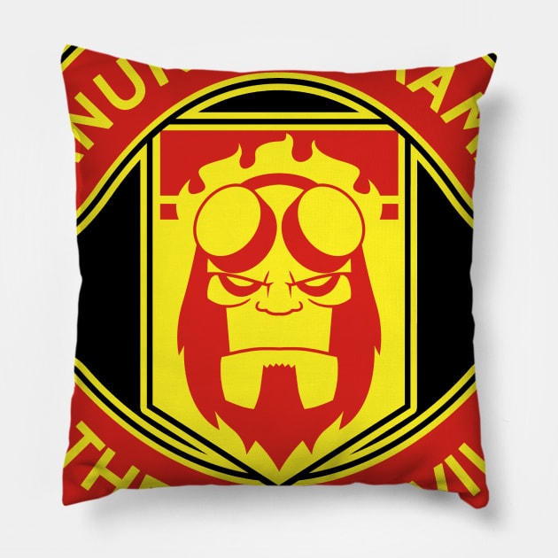 The Red Devil Logo Pillow by akawork280