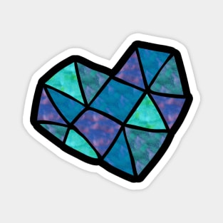 Love the world: Stained glass heart (blues, greens, purples) Magnet