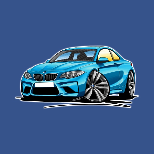 BMW M2 (F87) Blue Caricature Car Art by y30man5