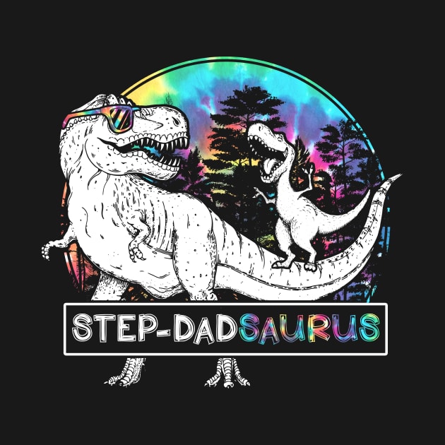 Step-dad Saurus Funny Dino Tie Dye Bandana Father's Day by for shop