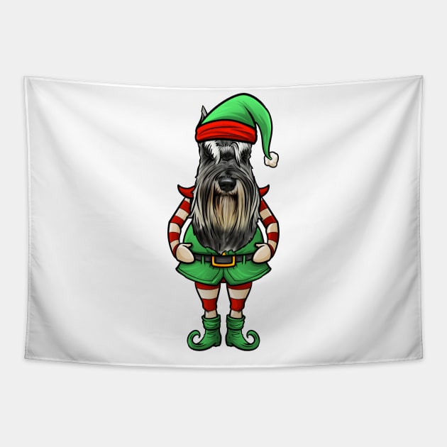 Miniature Schnauzer Christmas Elf Tapestry by whyitsme