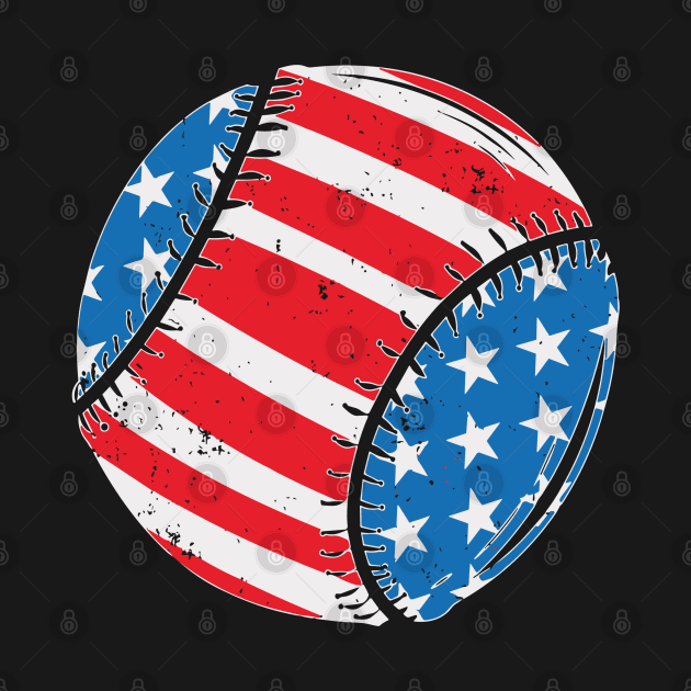 Baseball American Flag 4th Of July by Wanderlust Creations