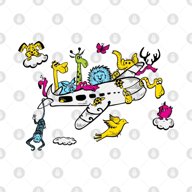 Cartoon Animal Airplane Pop Art by JakeRhodes