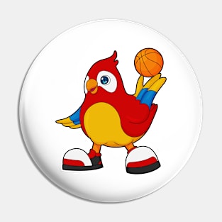 Parrot as Basketball player with Basketball Pin