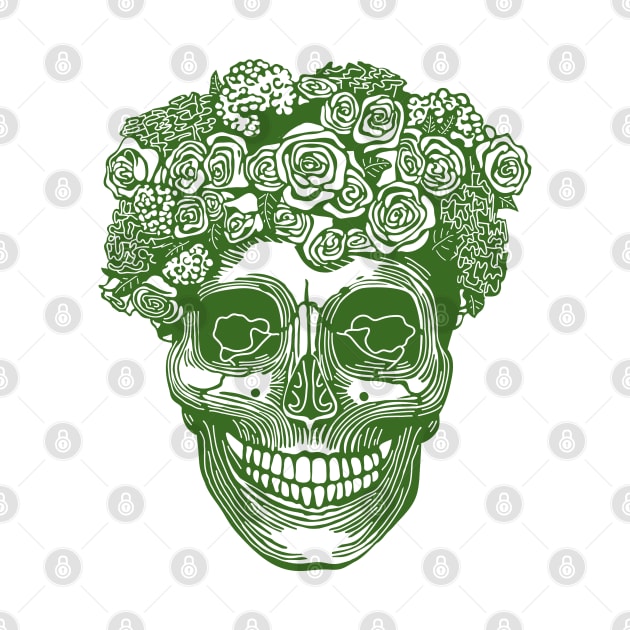 Flower Crown Skull (Green) by ziafrazier