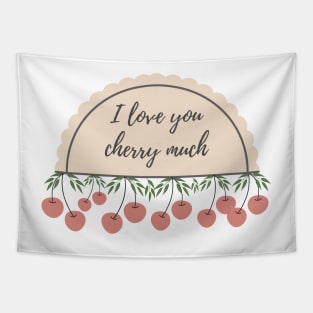 I Love You Cherry Much Cute Adorable Pink Design Tapestry