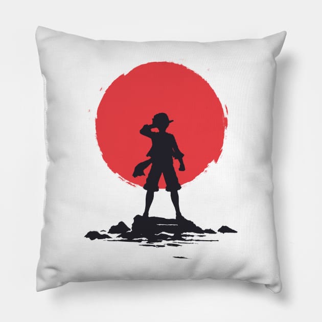 Red sun pirate Pillow by ddjvigo