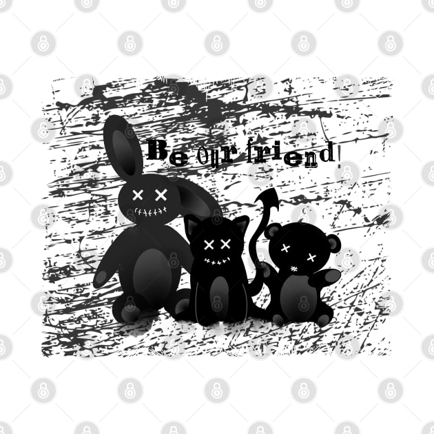 Little Devils goth Plushies Tee, Black and white shirt, Occult Graphic Design, Custom Grunge top, Dark aesthetic design, Dark Art shirt by AYar