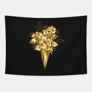 Waffle Horn with Gold Roses Tapestry