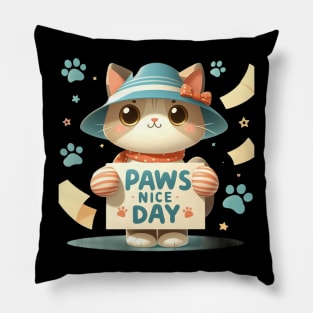 Pawsitively Charming: A Lovely Day with Sweet Cat Paws Pillow