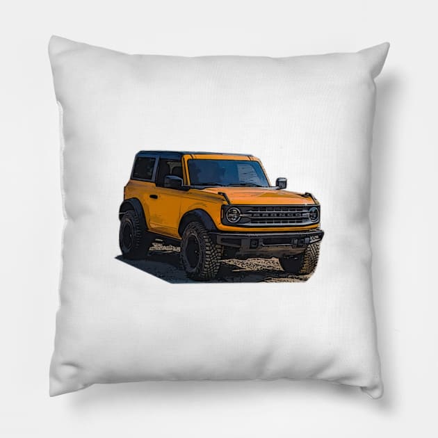 2021 Cyber Orange Metallic Ford Bronco 2 Door Pillow by Woreth