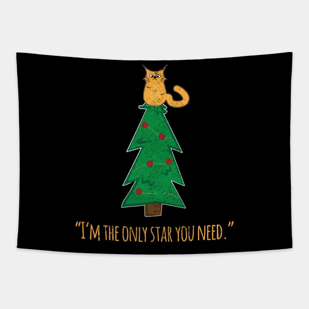 Cat Christmas Humor Tapestry by Commykaze