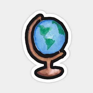 Watercolor World Globe Map Magnet