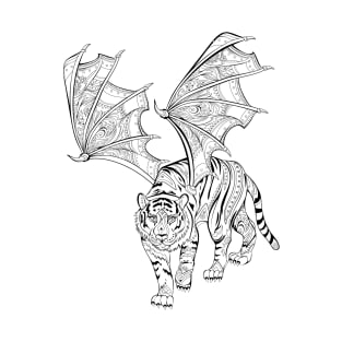 Fantastic warlike tiger with wings. T-Shirt