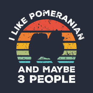 I Like Pomeranian and Maybe 3 People, Retro Vintage Sunset with Style Old Grainy Grunge Texture T-Shirt