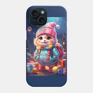 Cute Cat in Winter Clothes with Christmas Gifts Phone Case