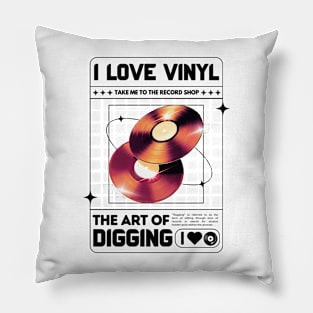 VINYL  - The Art Of Digging (Black) Pillow