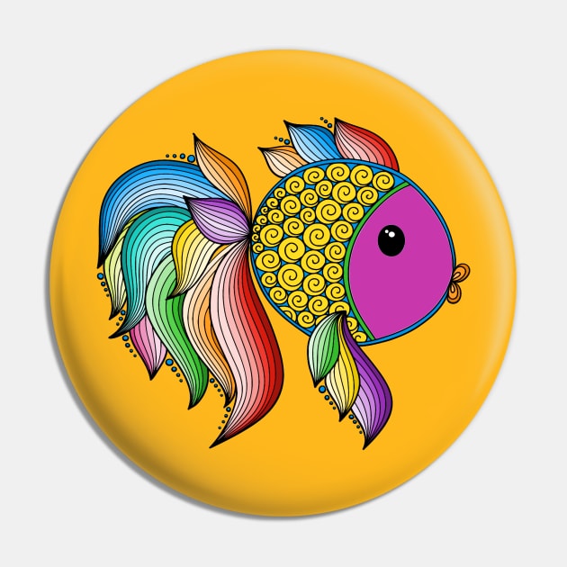 Colorful Rainbow Fish Pin by AlondraHanley