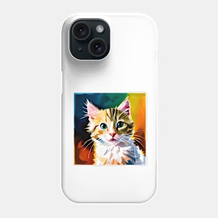 portrait of cute kitten in watercolor style Phone Case