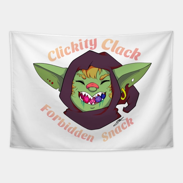 Mira the Dice Goblin Tapestry by Beansprout Doodles