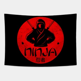 Japanese Ninja Red Sun Tapestry