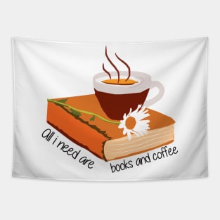 all i need is coffee and books graphic Tapestry