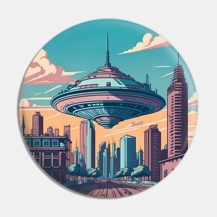 UFO in a city Pin